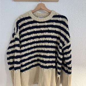 Madewell Striped Navy and Cream Women’s Sweater